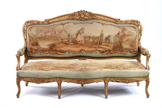 Appraisal: LOUIS XV STYLE AUBUSSON CANAPE late th century Of generous