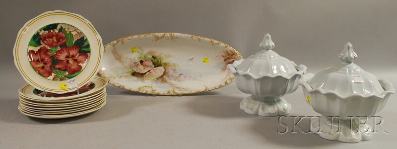 Appraisal: Limoges Hand-painted Porcelain Fish Platter a Set of Ten Royal