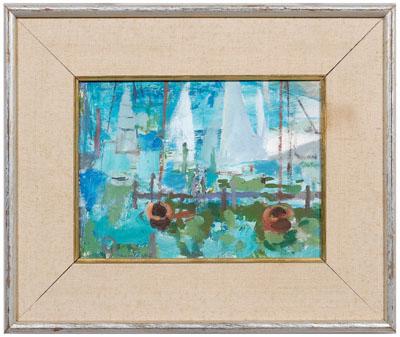 Appraisal: Francis Chapin painting Chicago Illinois - sailboats and dock signed