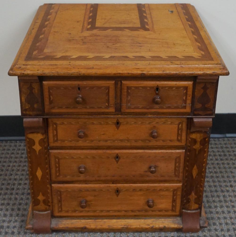 Appraisal: Continental Inlaid Fruitwood Diminutive Bureau x x in x x