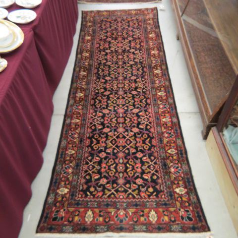 Appraisal: Mahal Persian Handmade Runner fancy overall stylized floral on indigio