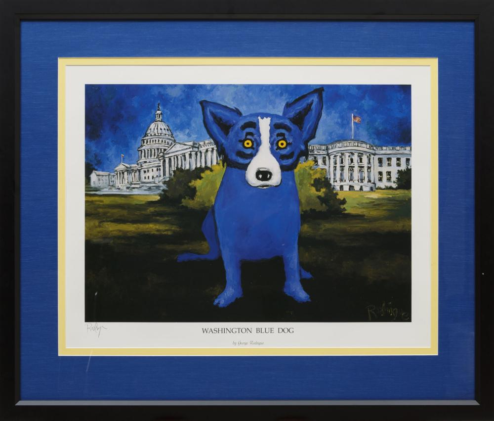 Appraisal: George Rodrigue American Louisiana - Washington Blue Dog lithograph signed