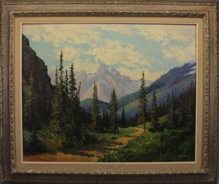 Appraisal: William Harrisch - Oil on board painting of a valley