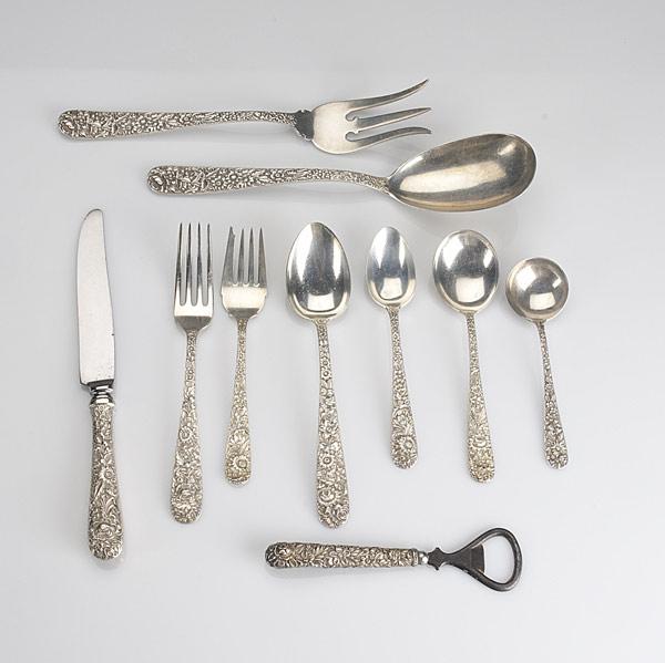 Appraisal: KIRK SON SILVER FLATWARE Forty-six pieces in the Repousse pattern