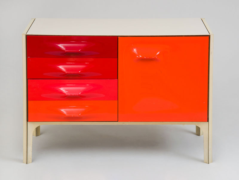 Appraisal: RAYMOND LOWEY DF- CABINET Colored plastic laminate and painted aluminum