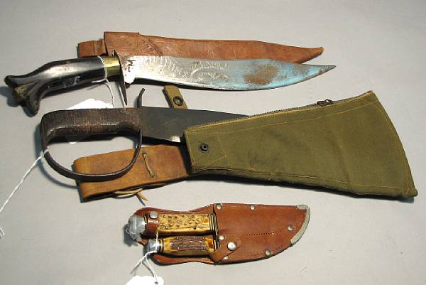 Appraisal: A lot of three edged weapons Comprising Woodsman's Pal LC-