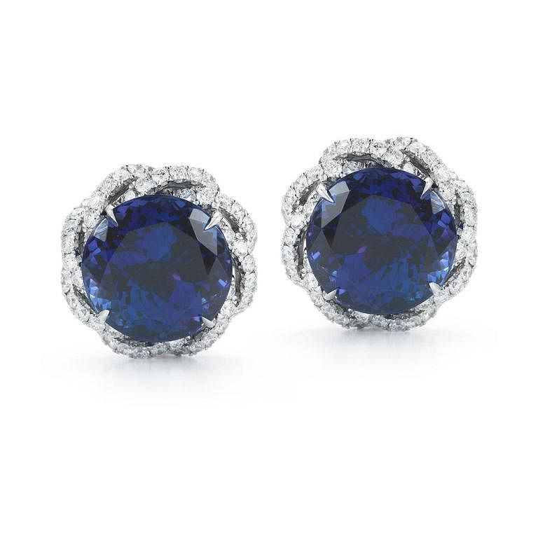 Appraisal: ct Tanzanite And ct Diamond Earrings TANZANITE AND DIAMOND STUD