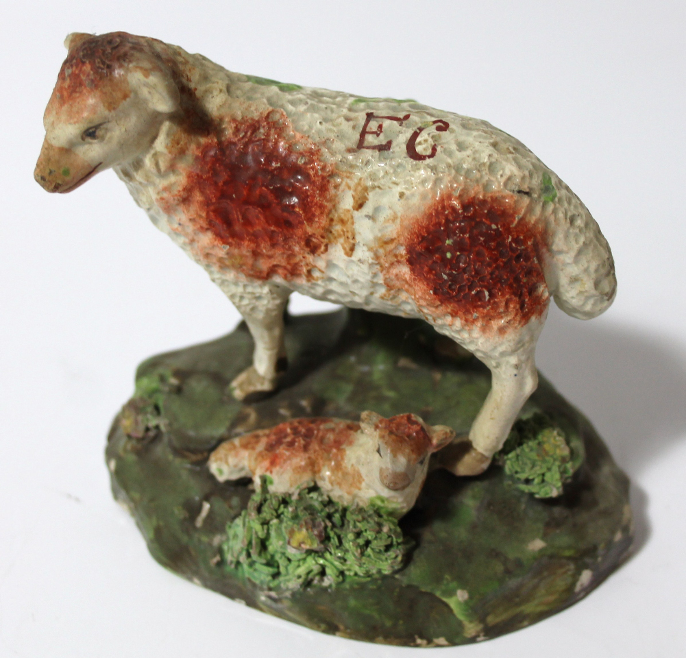 Appraisal: An early thC Staffordshire bocage group of sheep and lamb