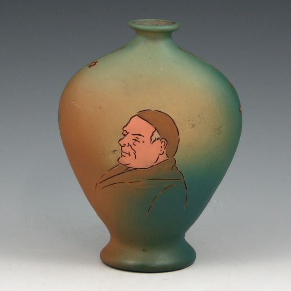 Appraisal: Weller Dickensware vase with incised monk portrait and signed H