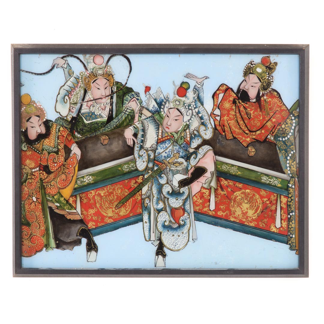 Appraisal: Chinese reverse painting on glass early th century depicting Chinese