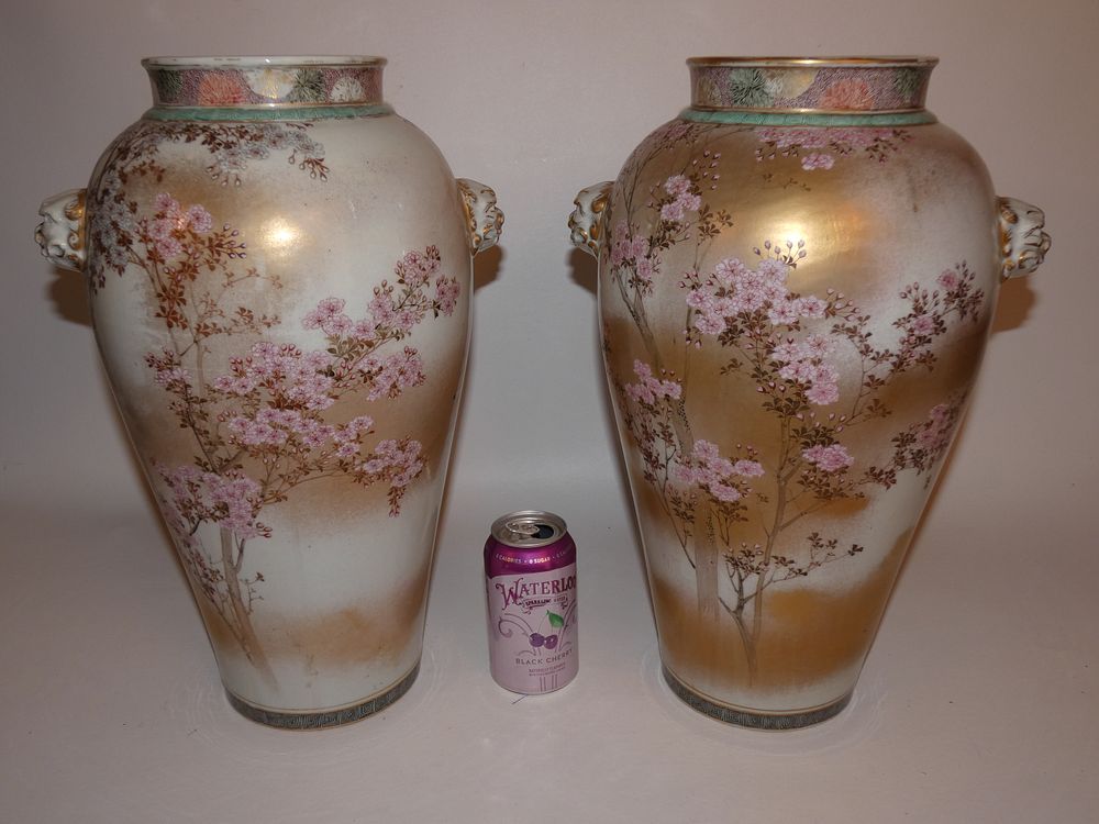 Appraisal: PAIR LARGE JAPANESE SATSUMA VASES Pair of large antique Japanese