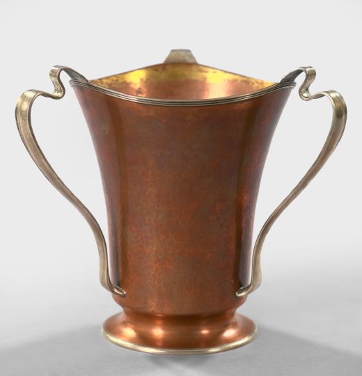 Appraisal: Fine and Rare Gorham Loving Cup the silver-mounted hammered copper