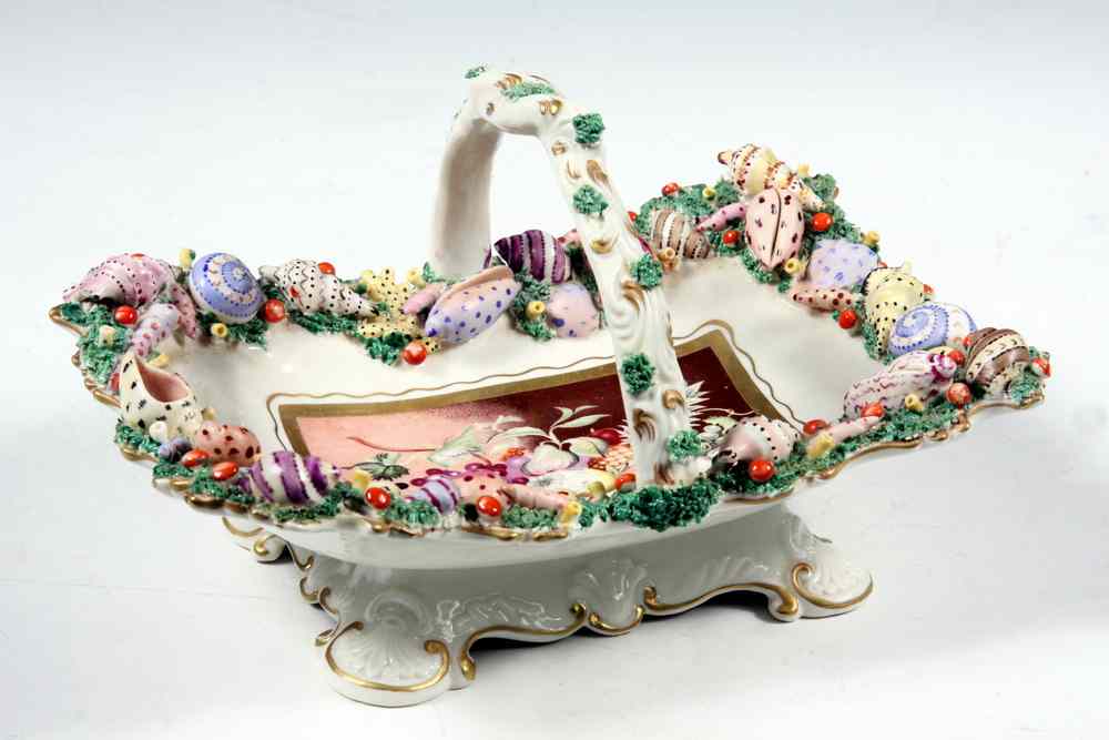 Appraisal: RARE DECORATIVE PORCELAIN BASKET - Royal Worcester Chamberlain Porcelain Basket