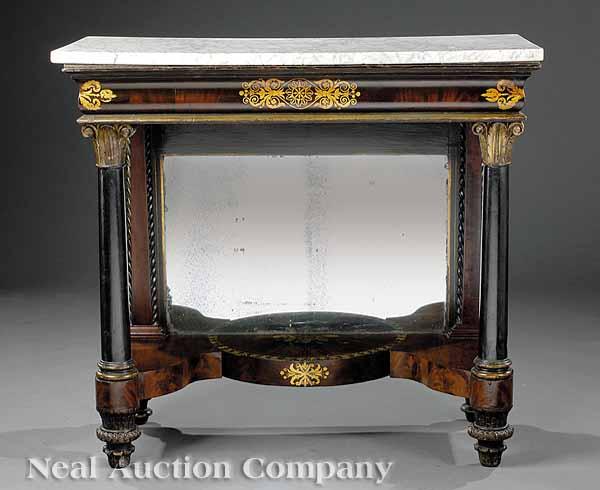 Appraisal: An American Classical Gilt Stenciled and Verte-Antique Mahogany Pier Table