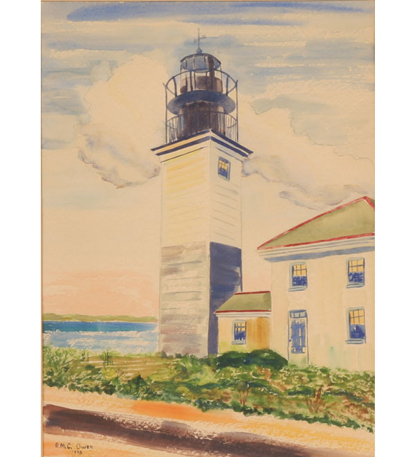 Appraisal: Coastal lighthouse watercolor signed E M C Owen lower left