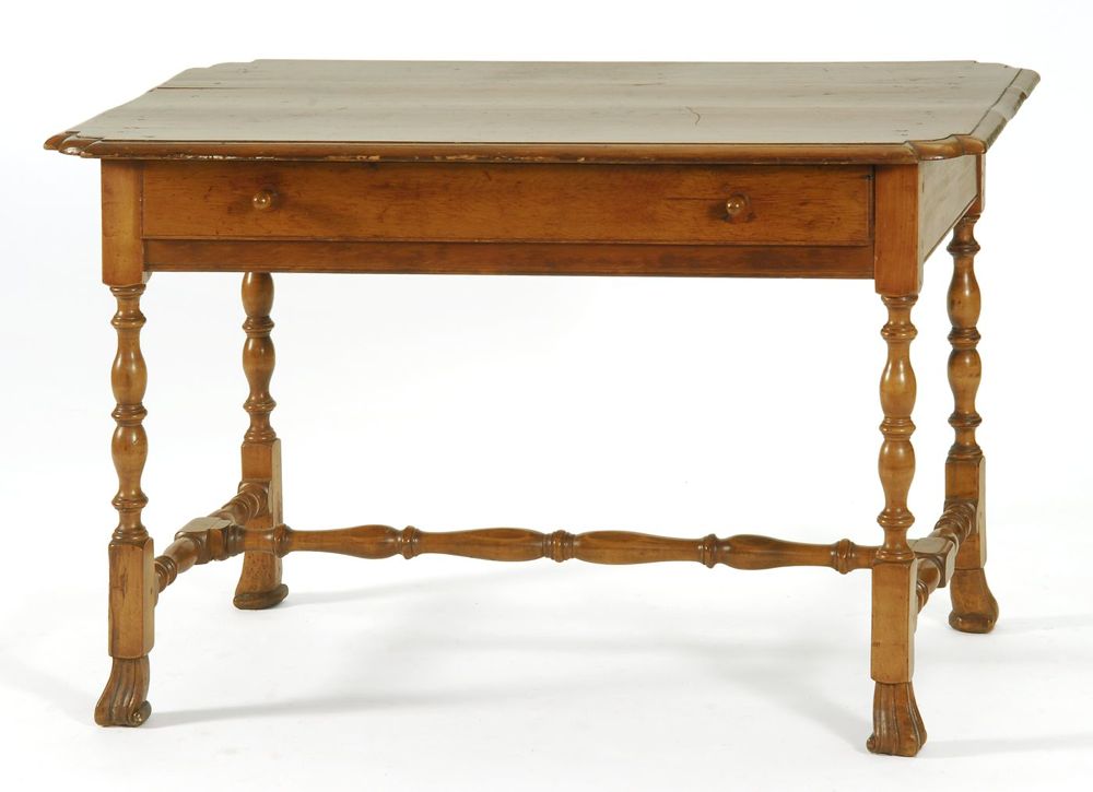 Appraisal: UNUSUAL ONE-DRAWER TAVERN TABLE American th CenturyIn pine and maple