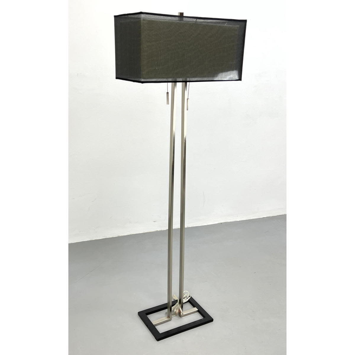 Appraisal: Contemporary Chrome Floor Lamp Black Shade Dimensions H inches W