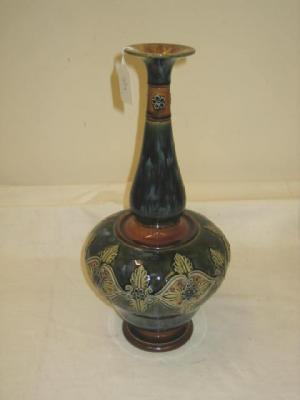 Appraisal: A ROYAL DOULTON STONEWARE VASE of bottle form with flared