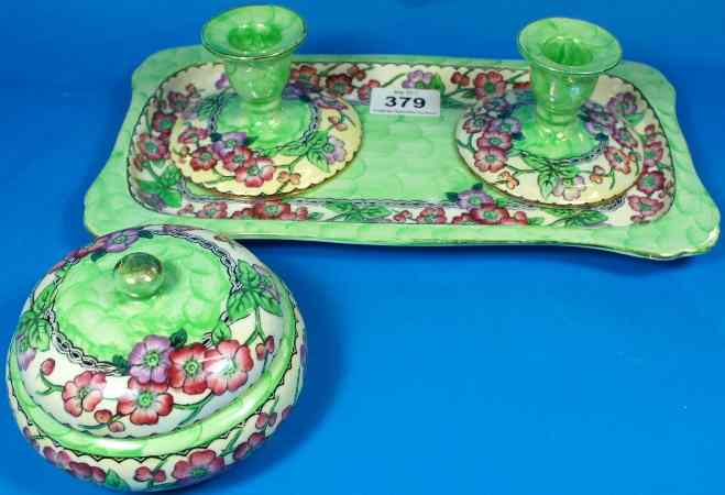 Appraisal: Mailing Art Deco Set comprising Rectangular Tray Pair Candlesticks and