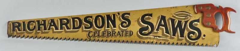 Appraisal: Large Richardson's Saws Advertising Trade Sign Description Late s Beautiful