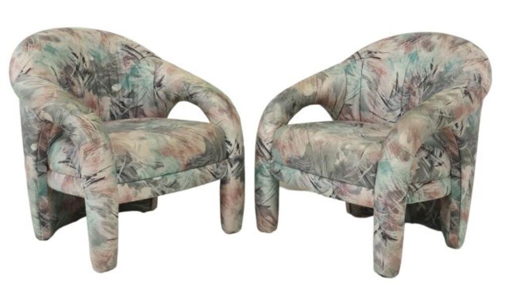 Appraisal: pair Postmodern sculptural upholstered armchairs in the manner of Vladimir