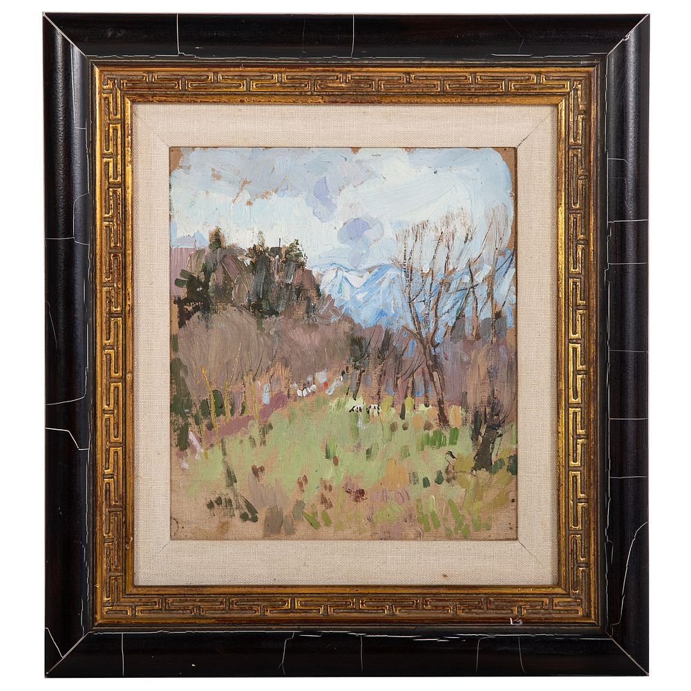 Appraisal: Leon Gaspard Springtime in the Pyrenees oil Russian American -