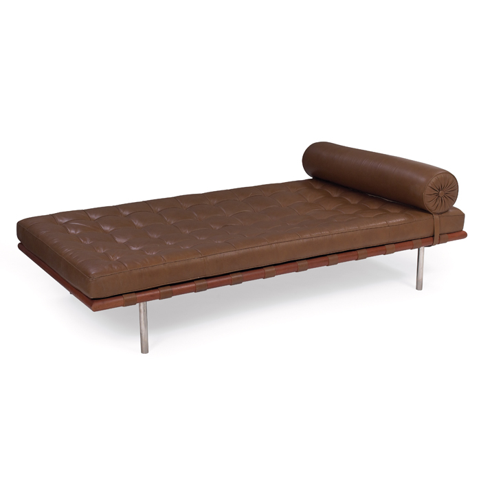 Appraisal: Ludwig Mies van der Rohe daybed by Knoll tufted tan