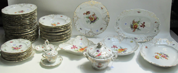 Appraisal: CONTINENTAL CHINA SET fifty-two pieces with various floral bouquet patterns