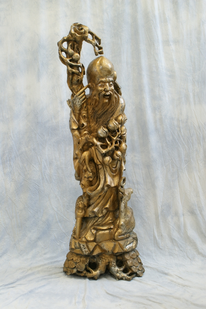 Appraisal: Carved and gilt wood Chinese figure tall th c