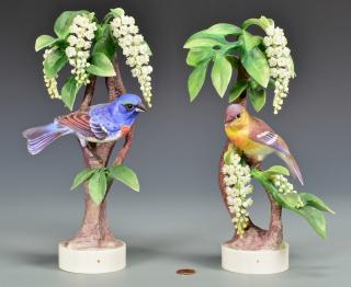 Appraisal: Pair Dorothy Doughty Birds Lazuli Bunting Pair Royal Worcester porcelain