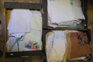 Appraisal: Three boxes of assorted table linen to include Linen damask