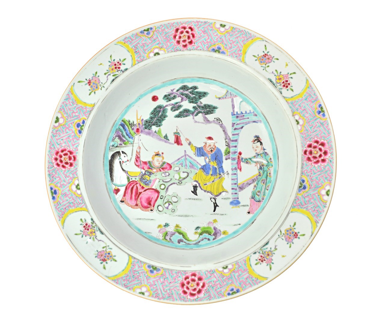 Appraisal: A large Chinese famille-rose deep dish Qianlong painted in the