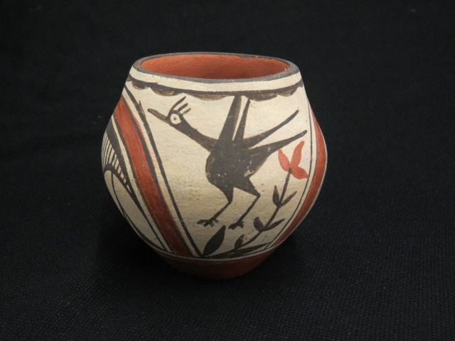 Appraisal: Indian Pottery Vase roadrunner geometric designs signed Julia Saiz Zia