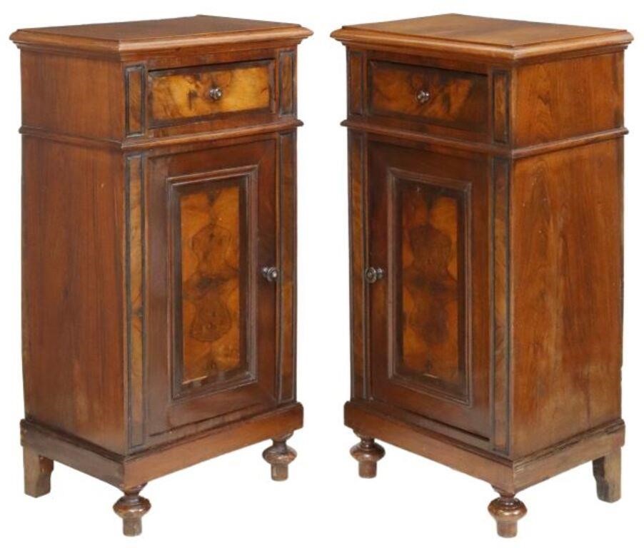 Appraisal: pair Italian walnut nightstands late th c case fitted with