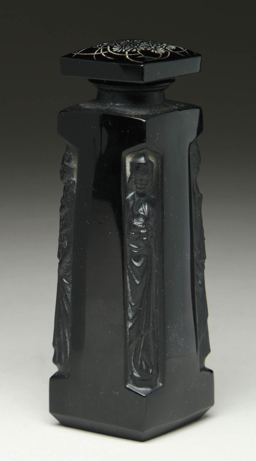 Appraisal: LALIQUE AMBRE D'ORSAY BOTTLE Wonderful black scent bottle has impressed