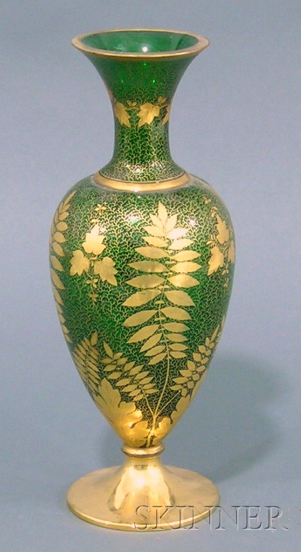 Appraisal: Continental Emerald Green and Gilt Decorated Vase late th century