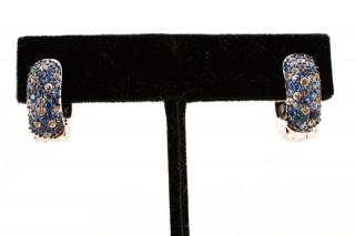 Appraisal: Effy Sterling Sapphire Splash Hoop Earrings A pair of sterling