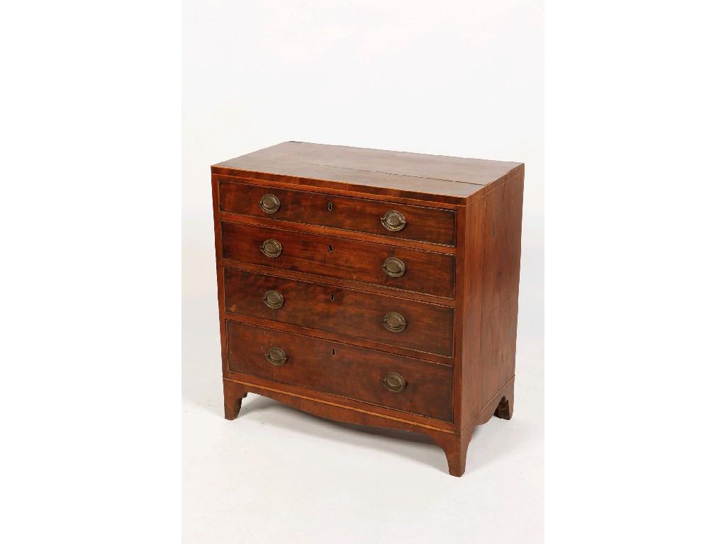 Appraisal: A LATE GEORGE III MAHOGANY CHEST OF DRAWERS the rectangular