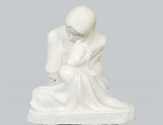 Appraisal: MARBLE SCULPTURE OF A SEATED FEMALE Height