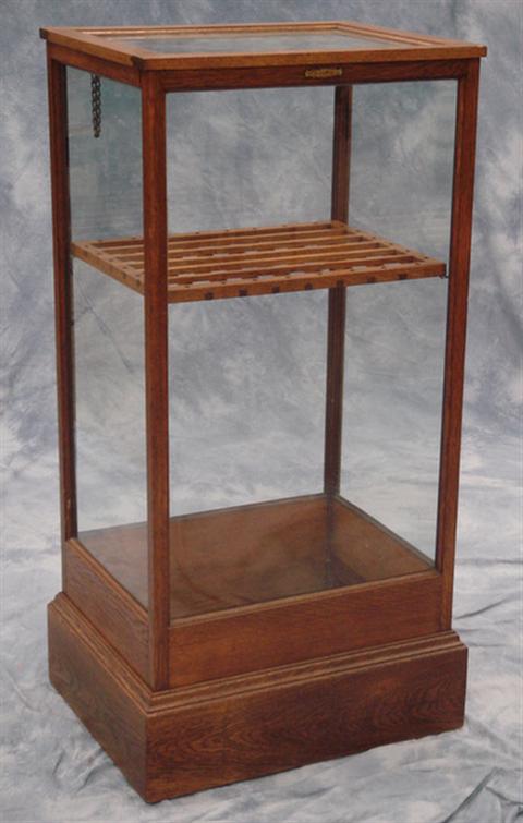 Appraisal: Oak Victorian cane display cabinet hinged top w d h