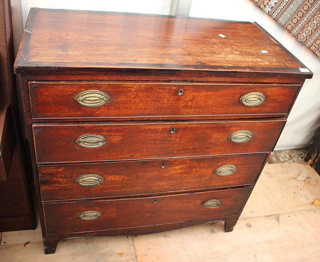 Appraisal: A TH CENTURY MAHOGANY CHEST of four long drawers with