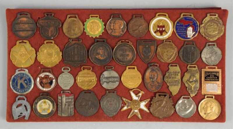 Appraisal: Lot of American Badge Co Sample Watch Fobs Some wear