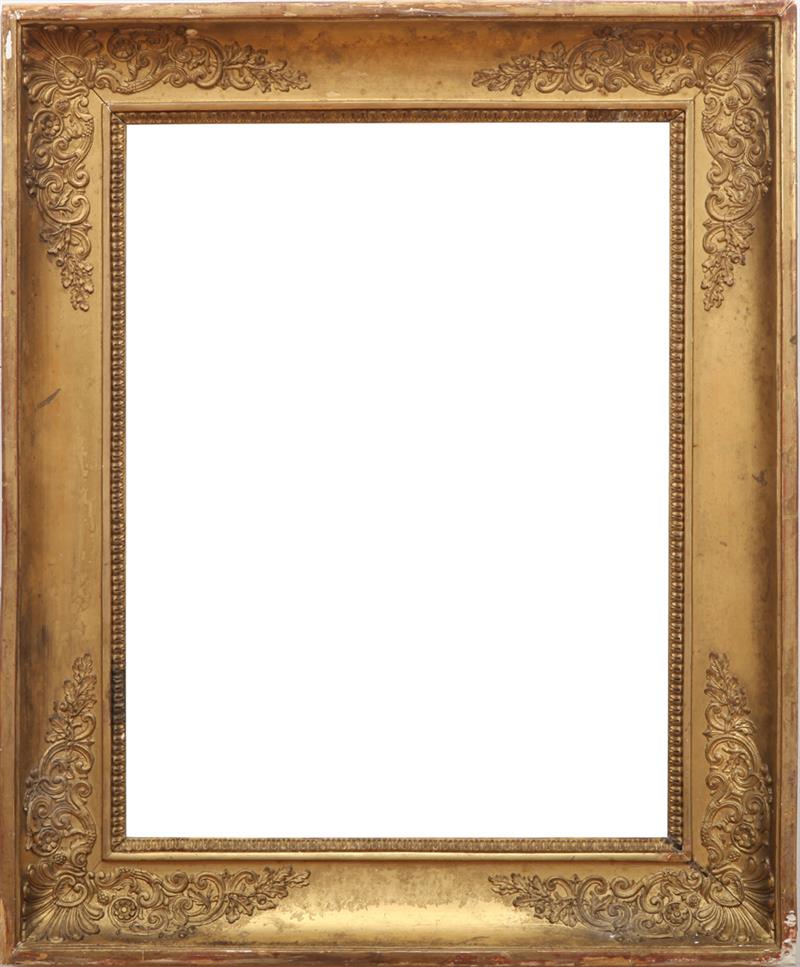 Appraisal: LATE EMPIRE GILTWOOD AND GESSO PICTURE FRAME With a small