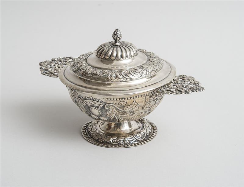 Appraisal: DUTCH SILVER REPOUSS BOWL AND COVER Marked with starburst M