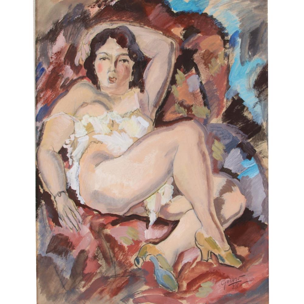 Appraisal: Emil Ganso Germany New York - Reclining Nude oil on