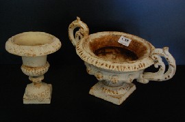 Appraisal: TWO SMALL VICTORIAN CAST IRON URNS