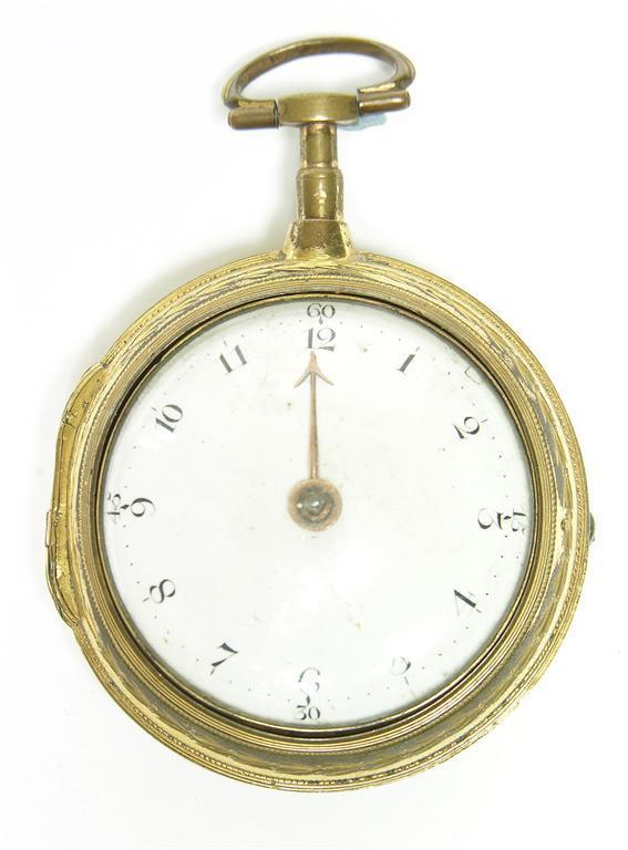 Appraisal: A gilt metal pair cased verge watch