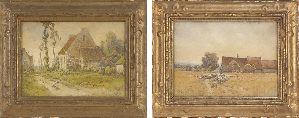 Appraisal: H D DYERAmerican - Two watercolors A farmer and sheep