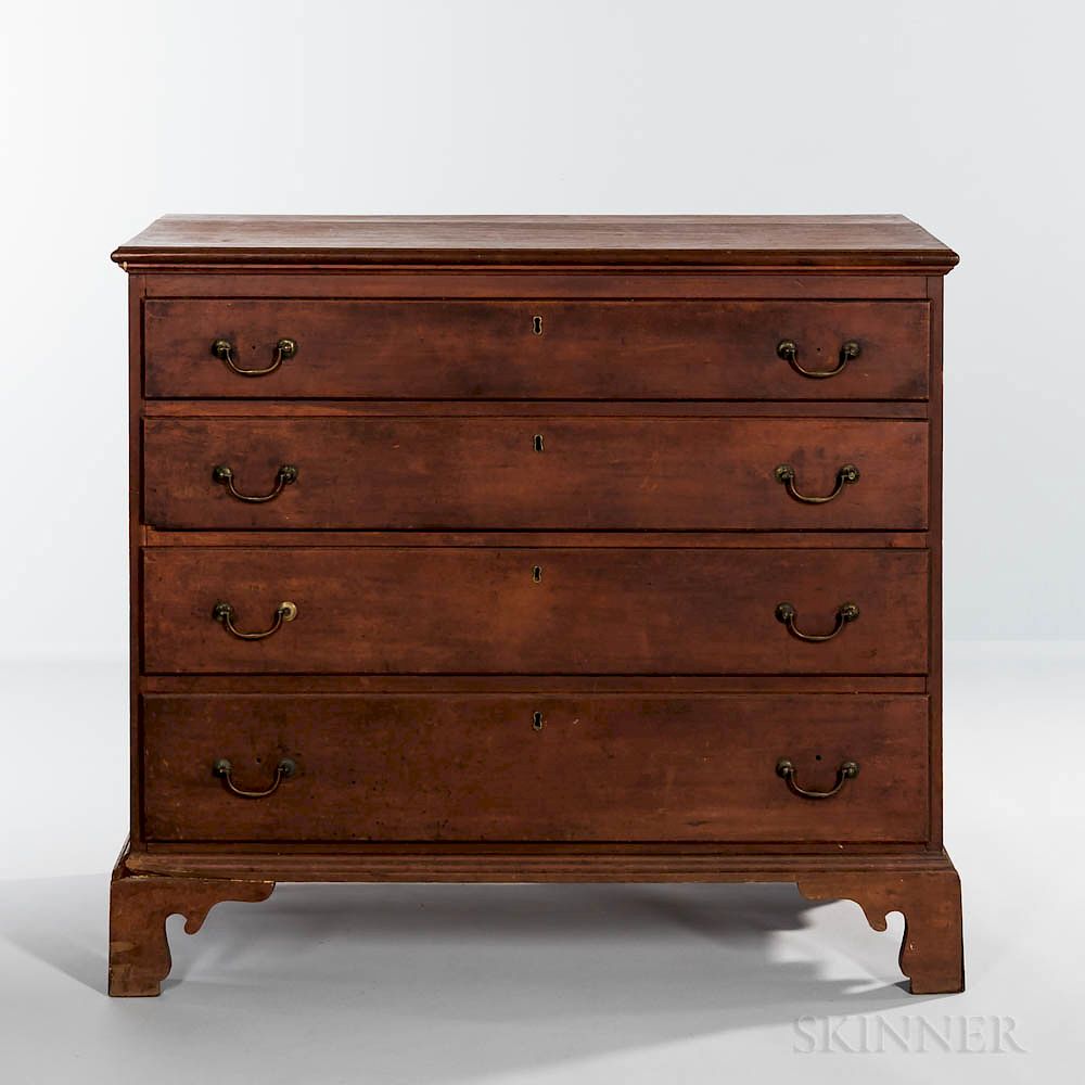 Appraisal: Red-stained Cherry Chest of Drawers Red-stained Cherry Chest of Drawers