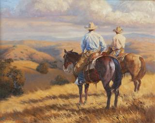 Appraisal: Lorna Dillon ''View From The Top'' two cowboys on horseback